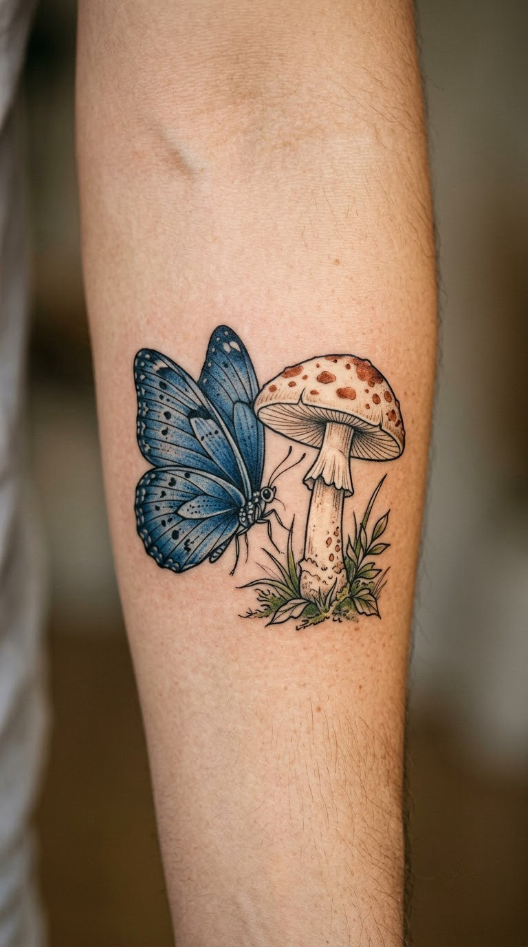 Forest Butterfly and Mushroom