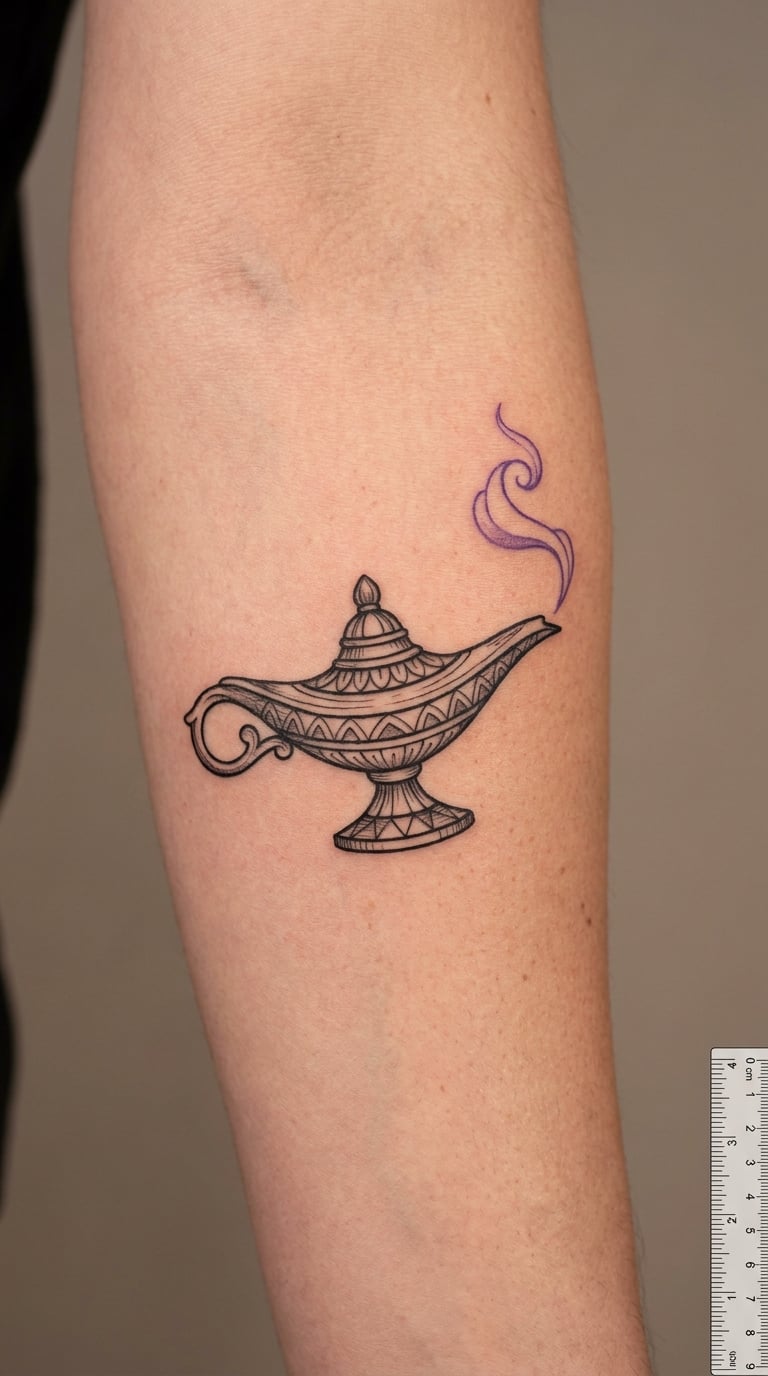 Ornate Magic Lamp with One Smoke Curl