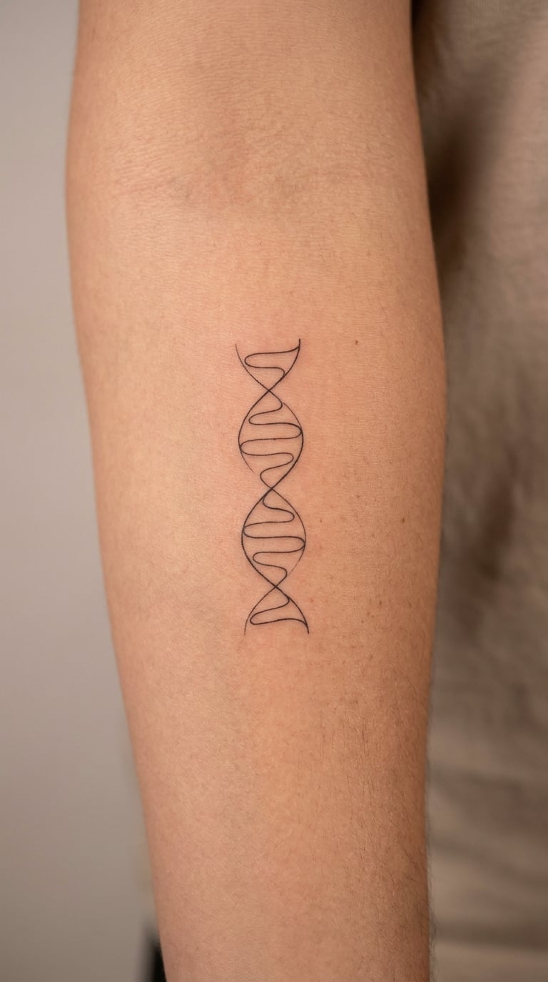 Fine-Line Double Helix on the Forearm