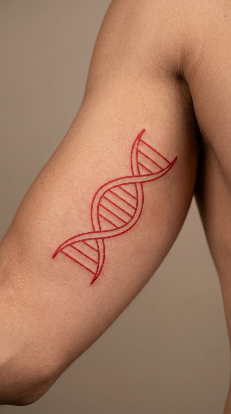 Red DNA Helix on the Biceps