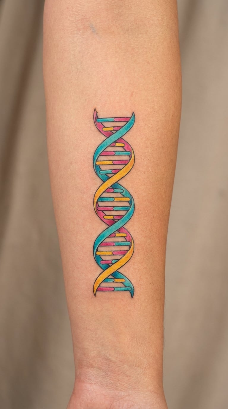 Neon DNA Helix on the Forearm