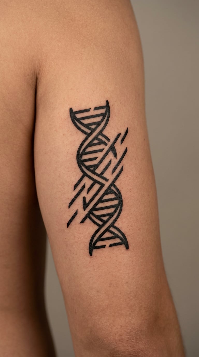 Fractured DNA Helix on the Upper Arm