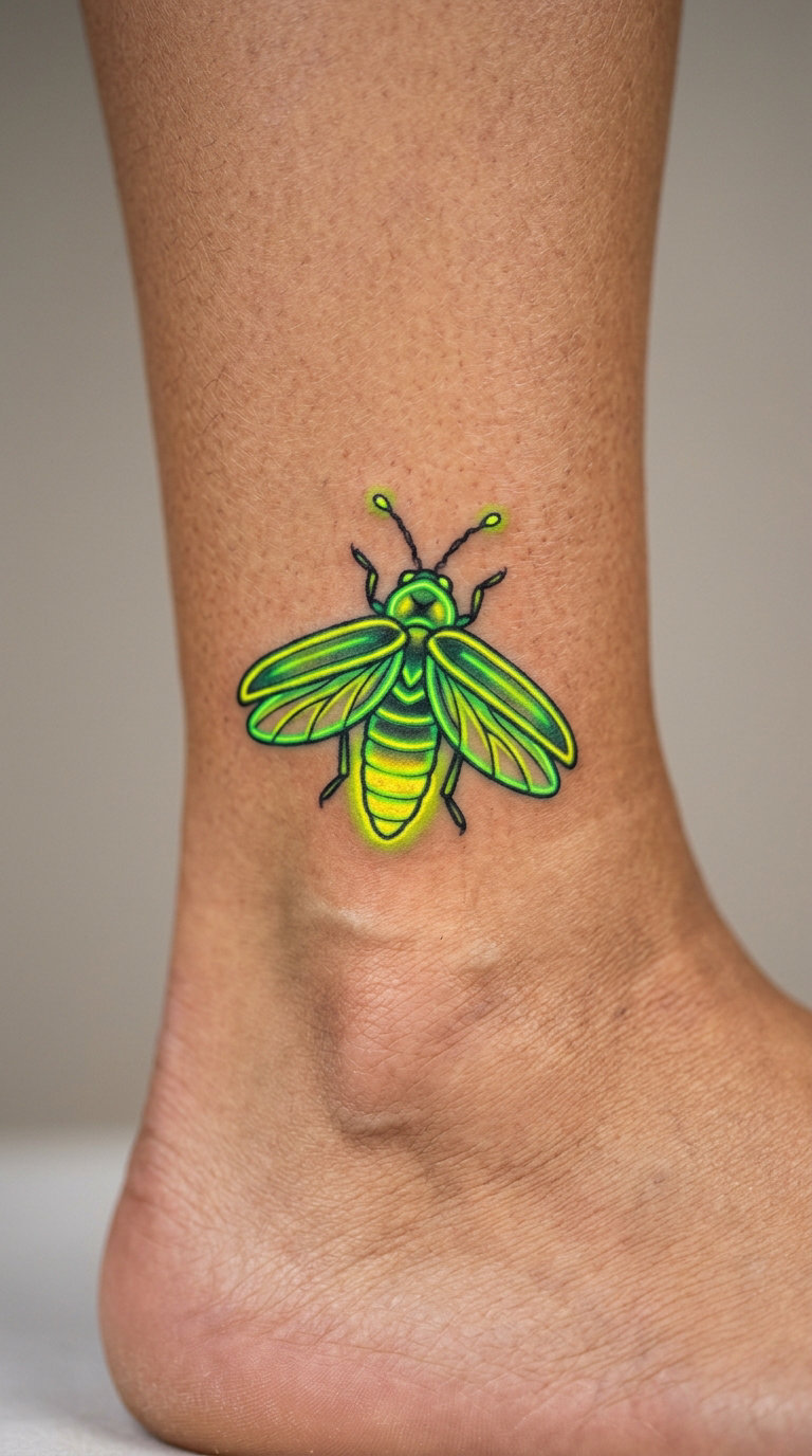 Neon Firefly on the Ankle