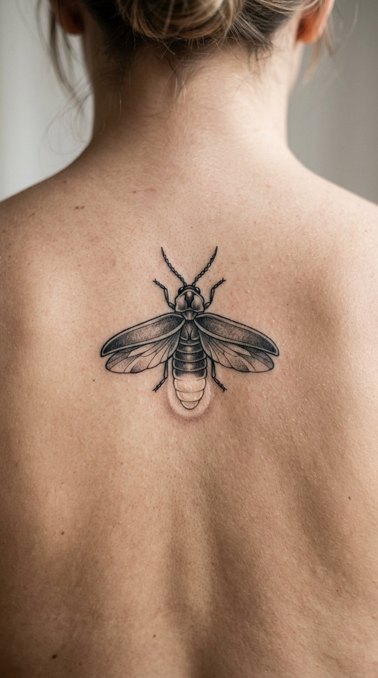 Black-and-Grey Firefly on the Spine