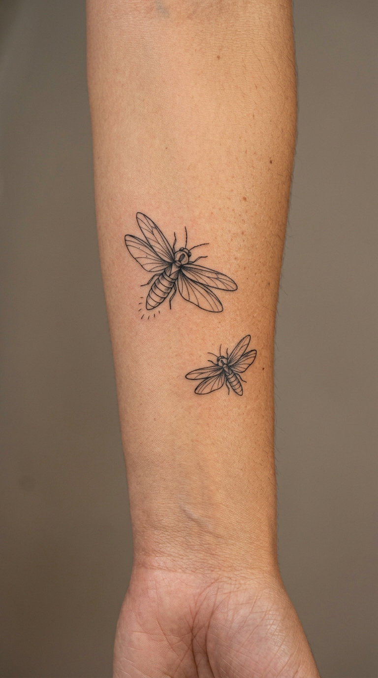 Two Fireflies on the Inner Arm