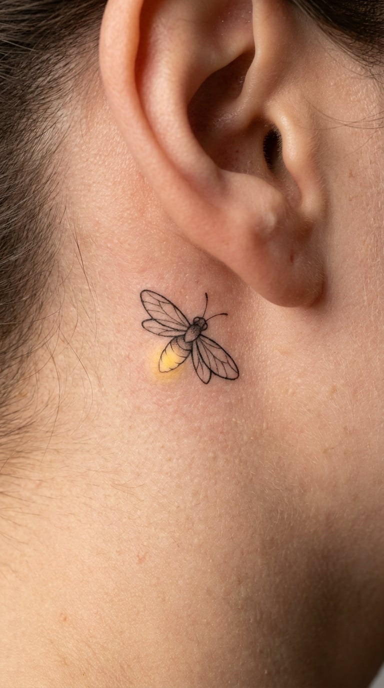 Fine-Line Firefly Behind the Ear