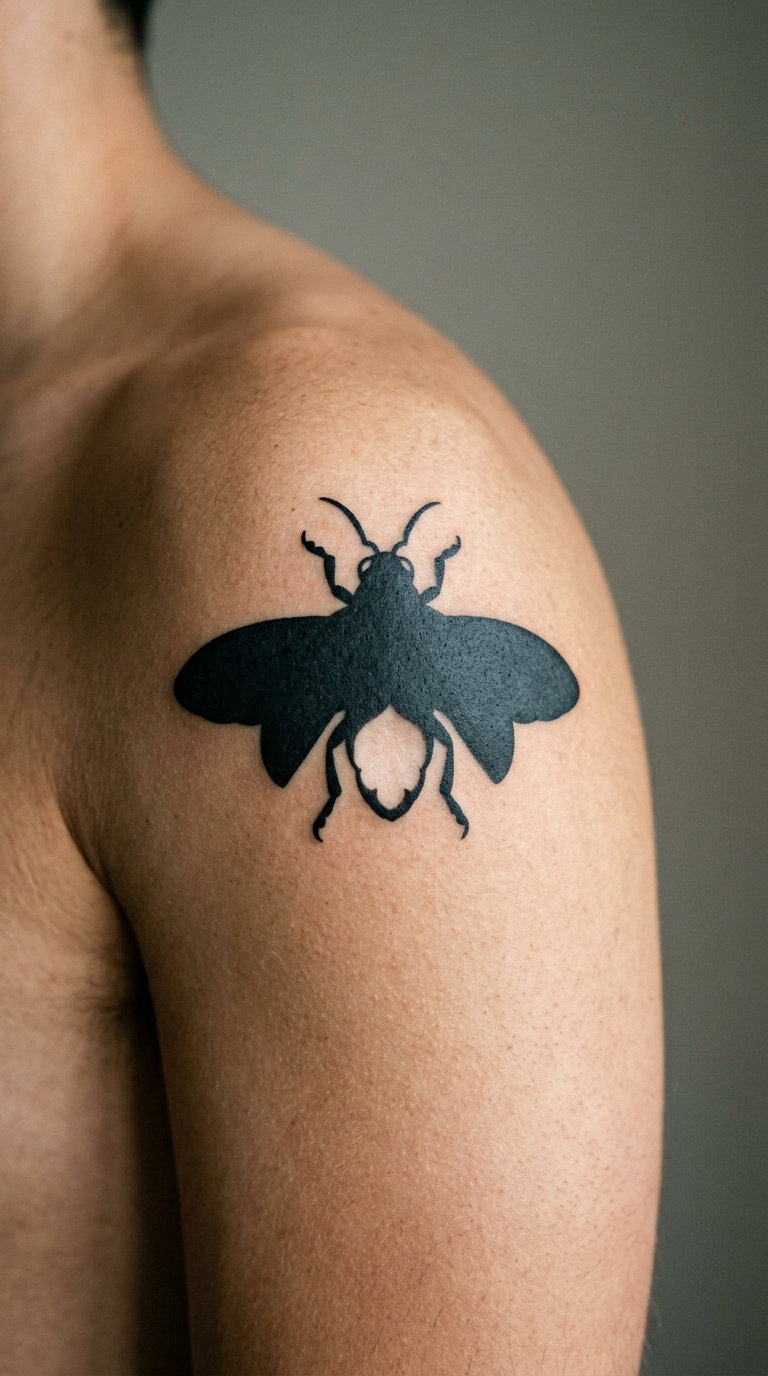 Blackwork Firefly on the Shoulder