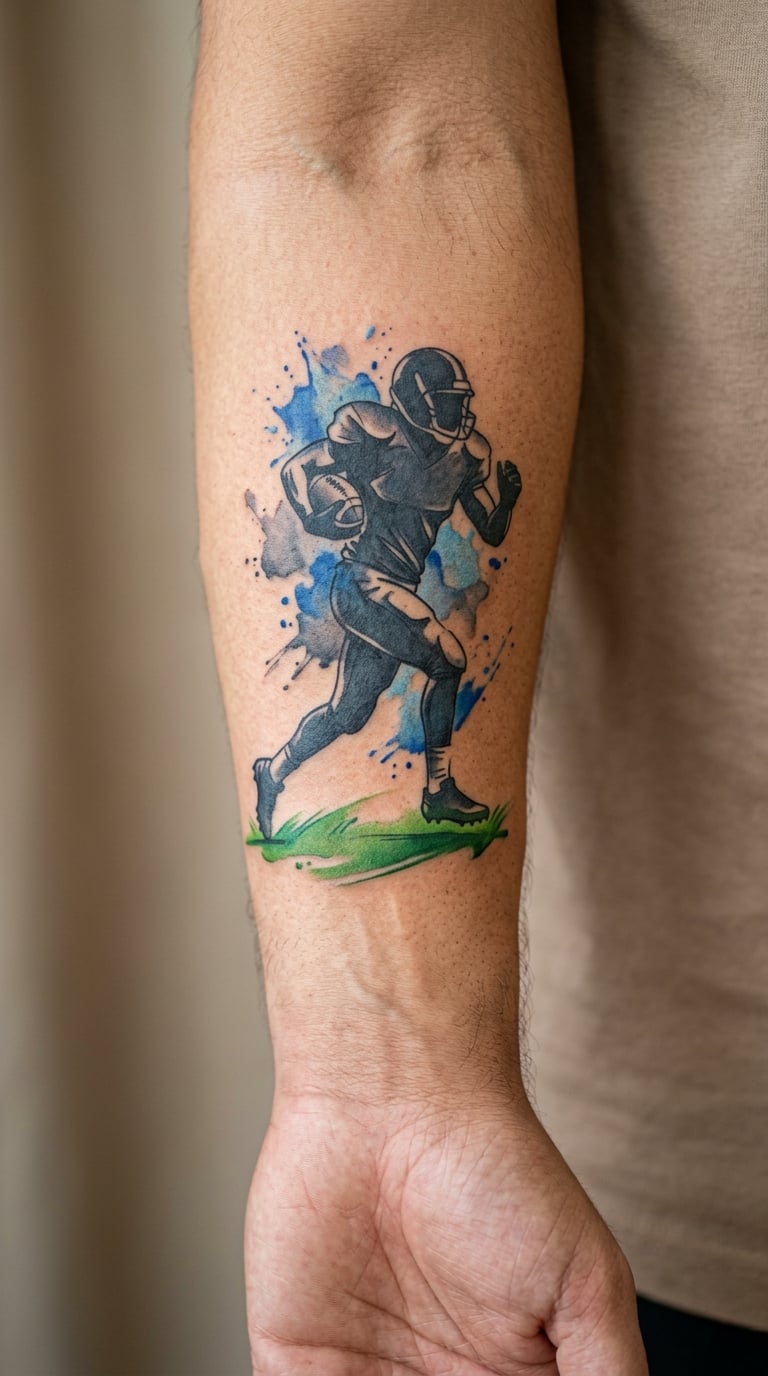 Football Player in Watercolor