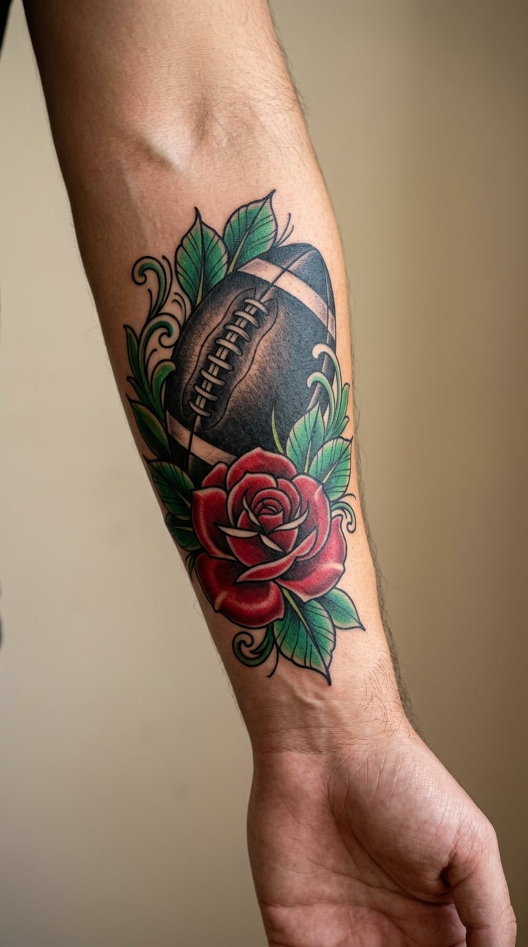 Football and Rose Neo-Traditional