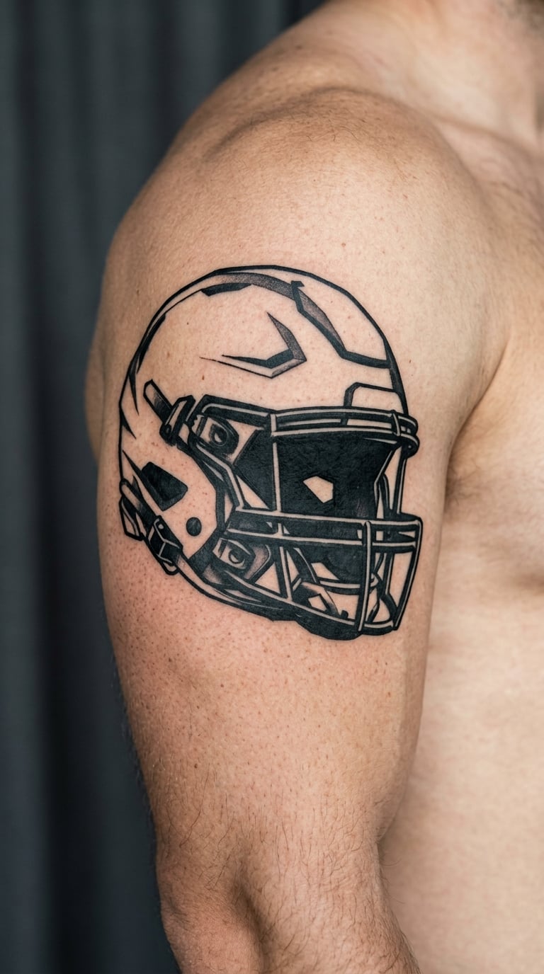 American Football Helmet in Blackwork