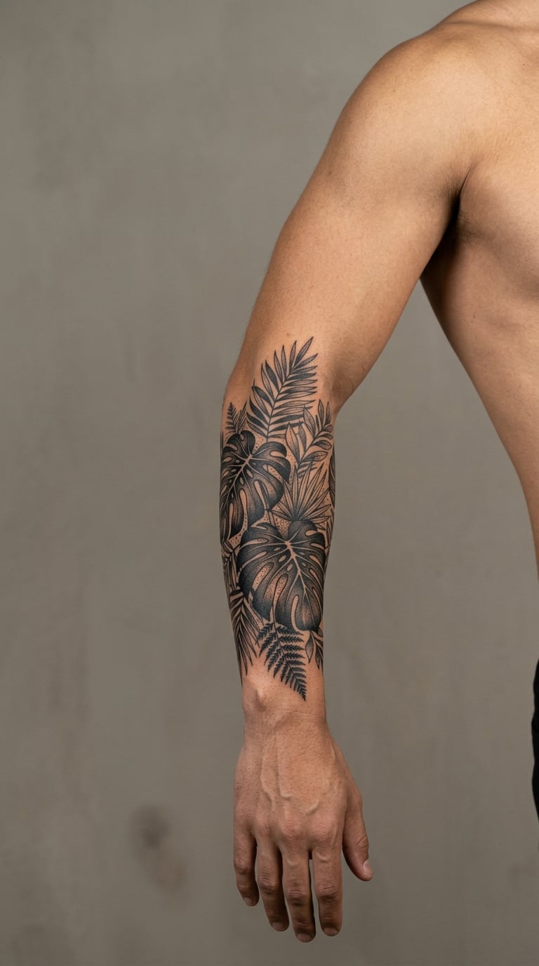Monstera and Palm Arm Panel