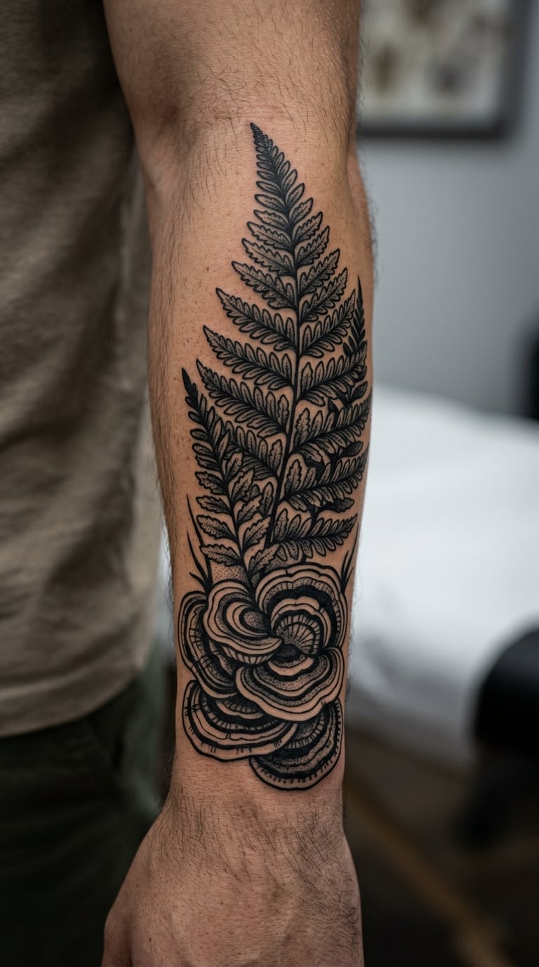 Blackwork Fern and Bracket Foliage