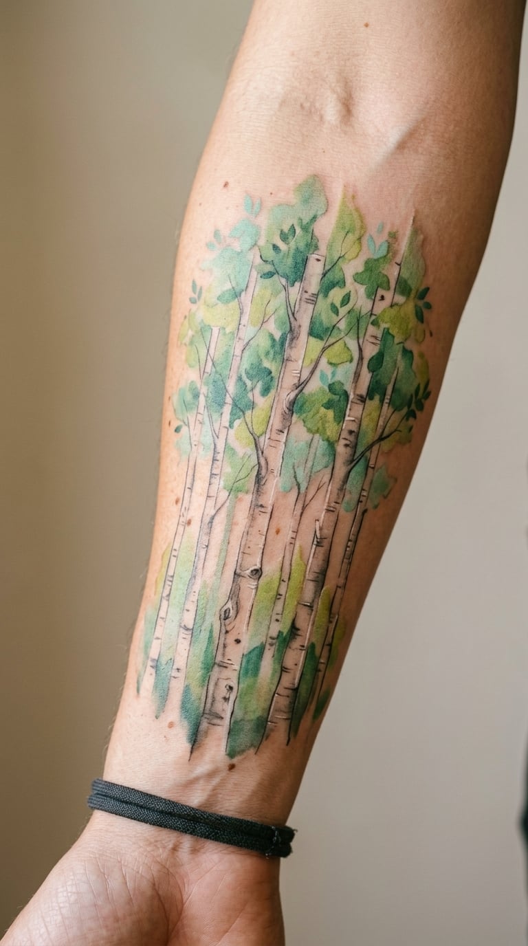 Watercolor Birch Grove