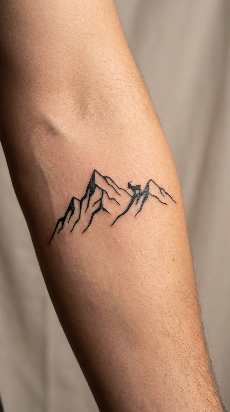Goat Silhouette Mountain Scene