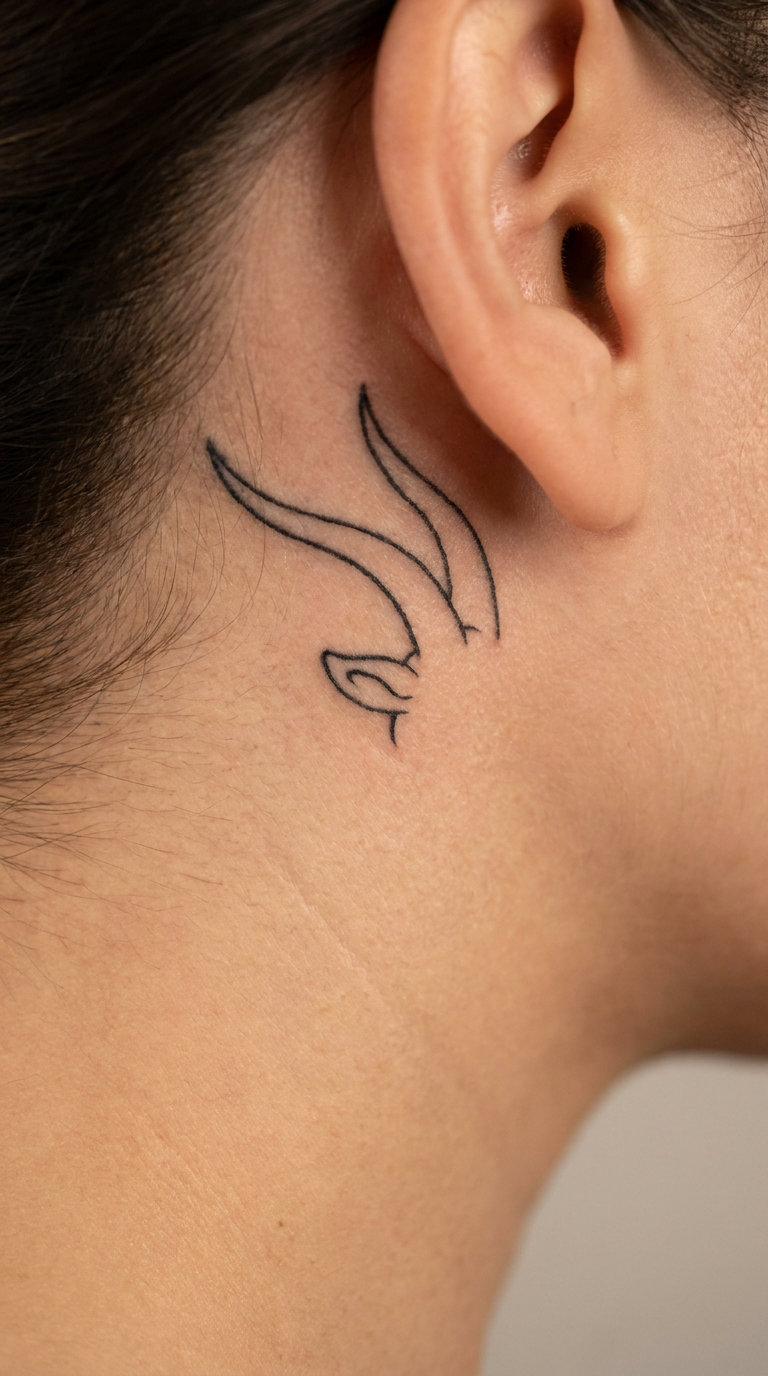 Minimalist Goat Horn Line Art