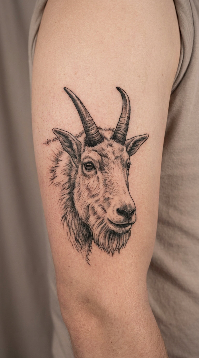 Realistic Mountain Goat Portrait
