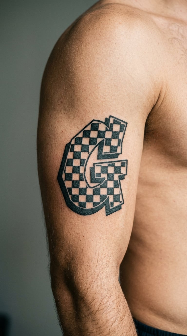 Checkerboard Graffiti Block on the Bicep