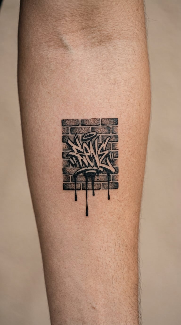 Brick-Wall Graffiti Panel on the Forearm