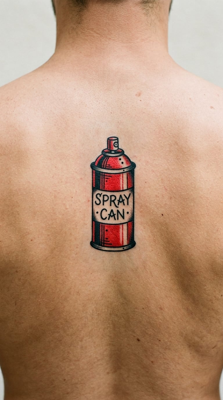 Traditional Spray Can and Lettering on the Back