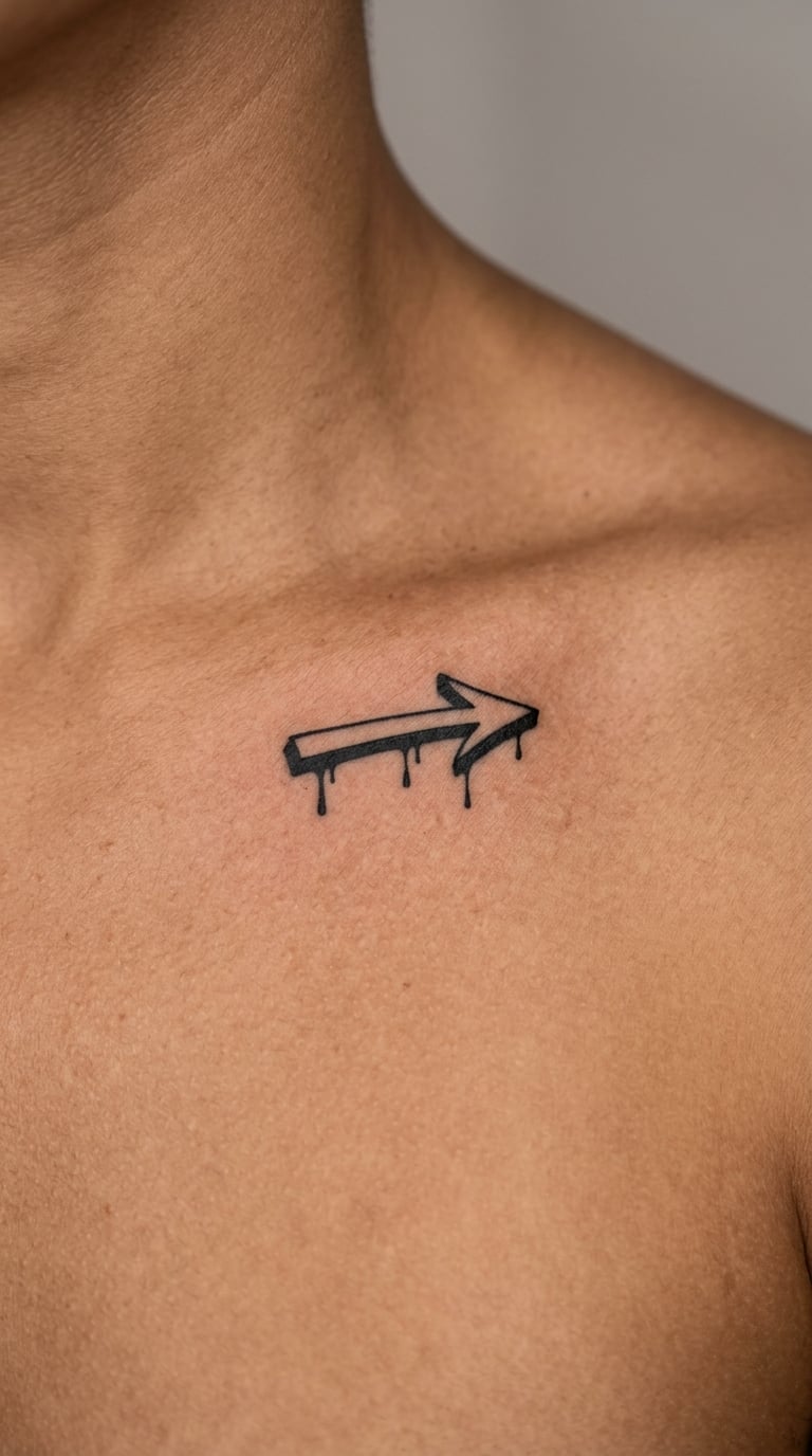 Micro Graffiti Arrow on the Collarbone