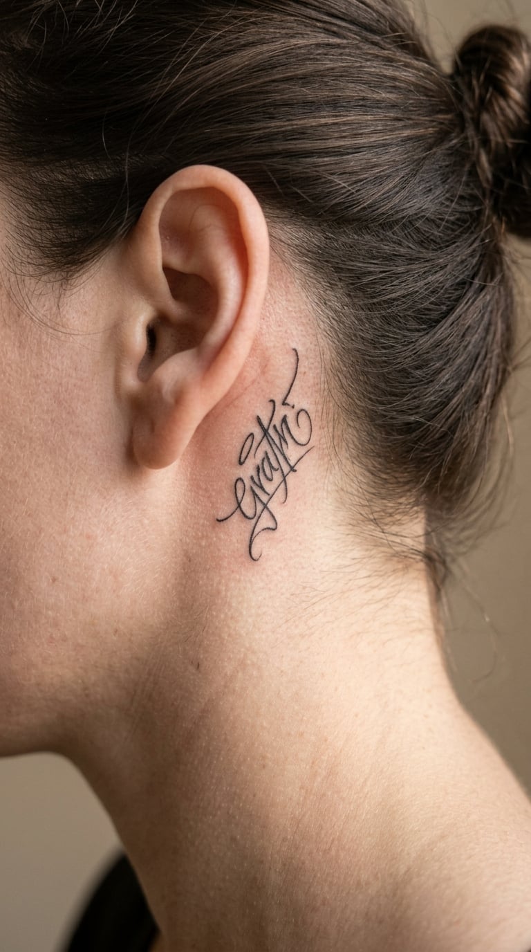 Hidden Graffiti Tag Behind the Ear