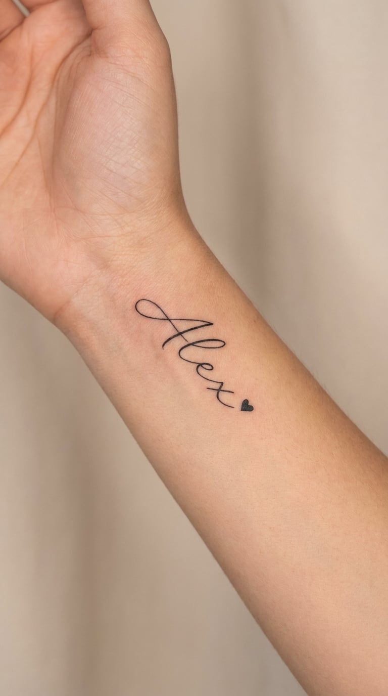 Handwritten Name with Tiny Heart
