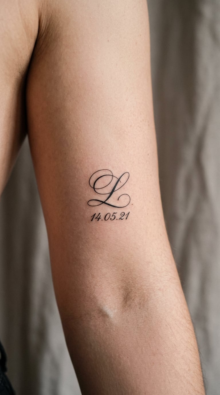 Initial and Date in Flowing Script