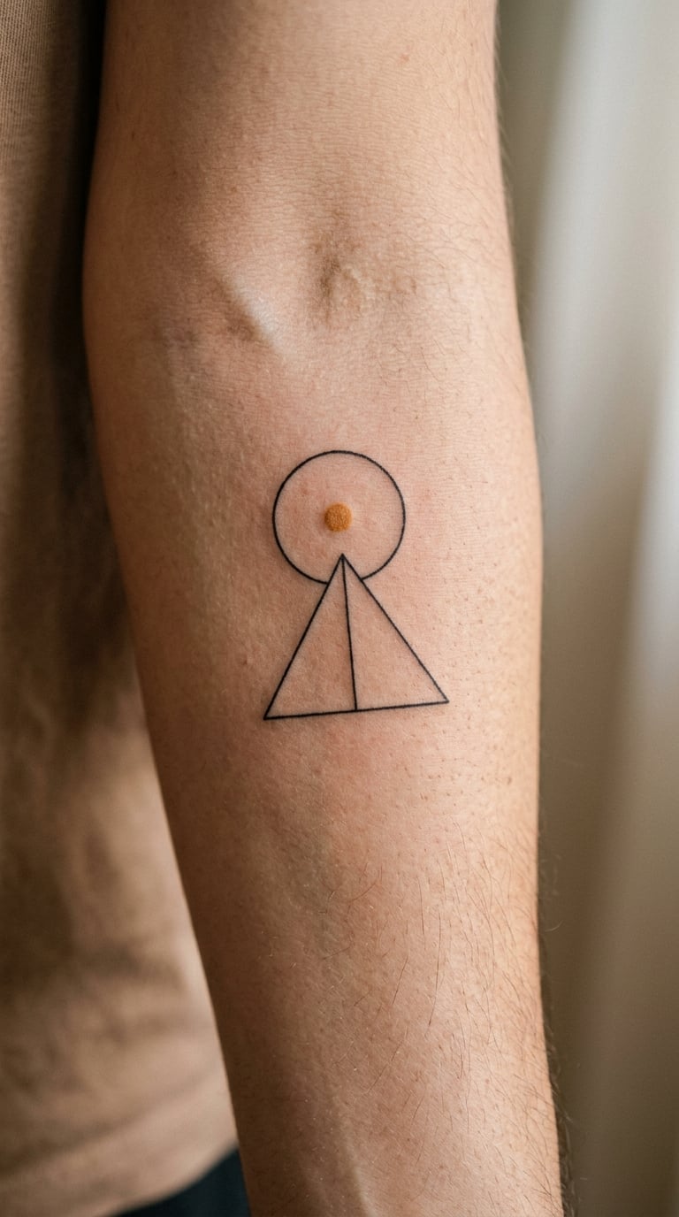 Pyramid and Sun Disk Outline