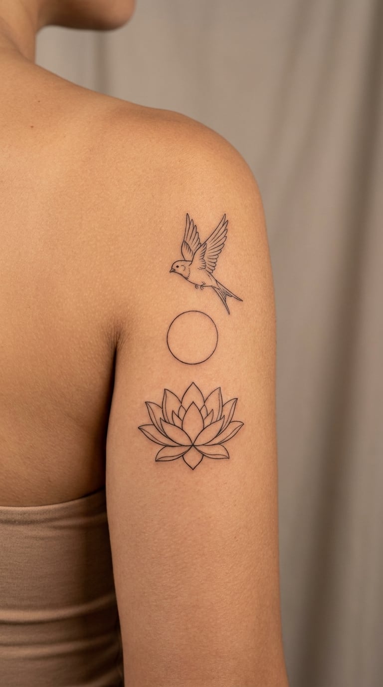 Lotus, Sun, and Sparrow Study