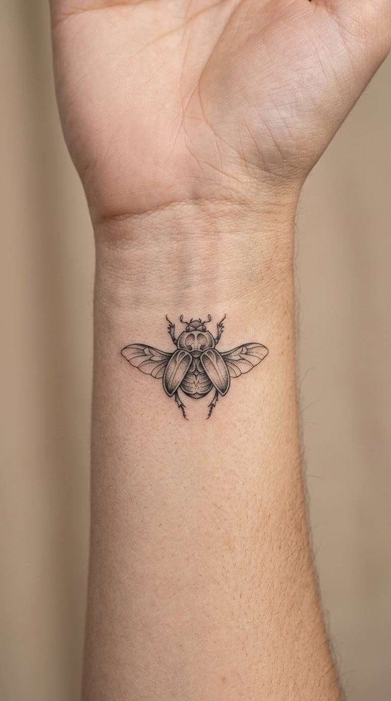 Scarab in Fine-Line Realism