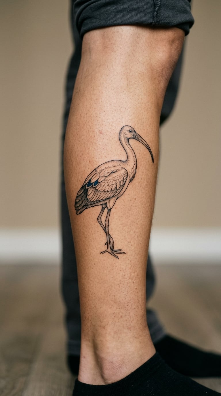 Sacred Ibis with Small Feather Detail