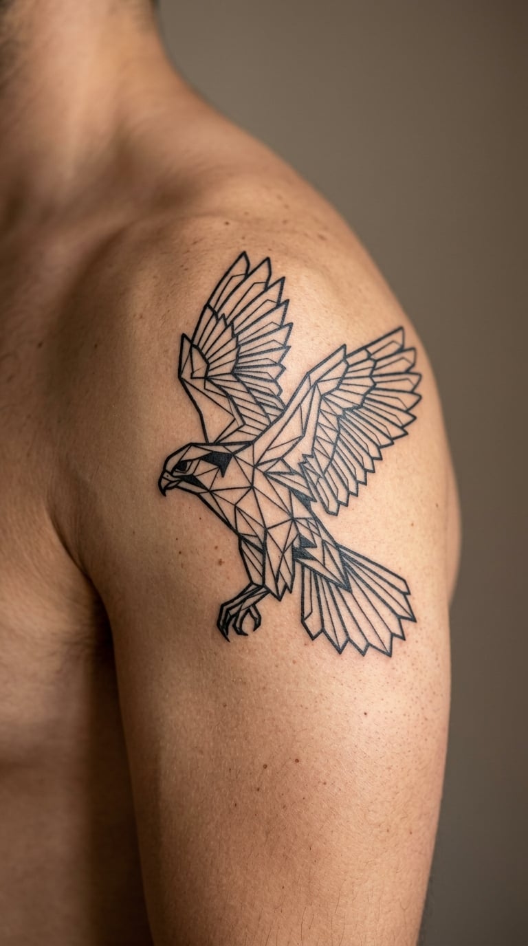 Falcon with Geometric Body Pattern