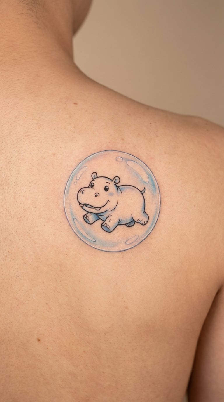 Hippo in a Bubble on the Back