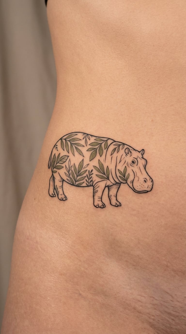 Floral Hippo on the Hipbone