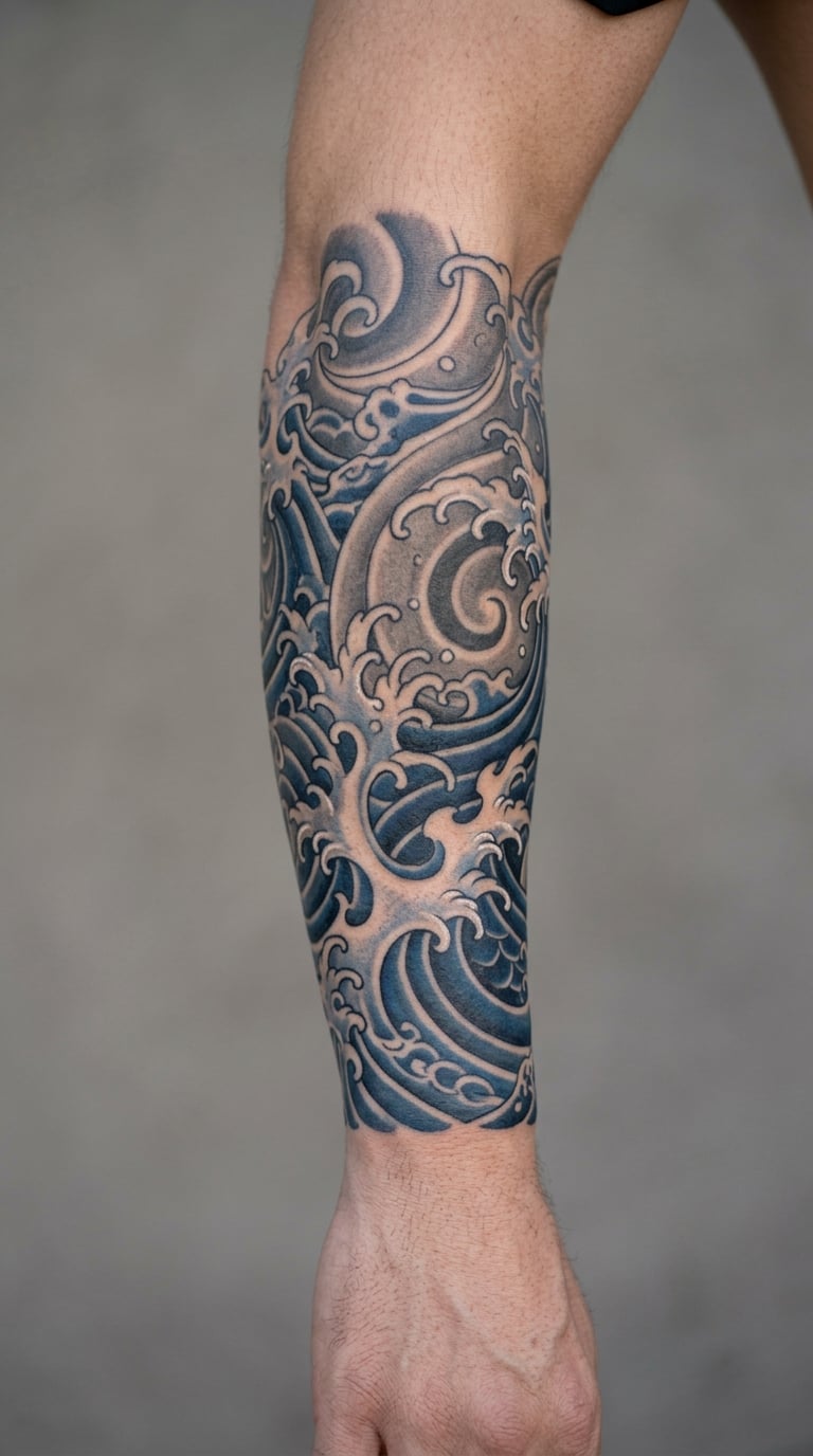Flowing Japanese Wave Sleeve