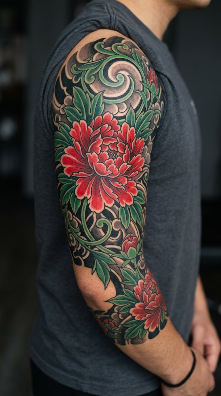Peony and Vine Sleeve