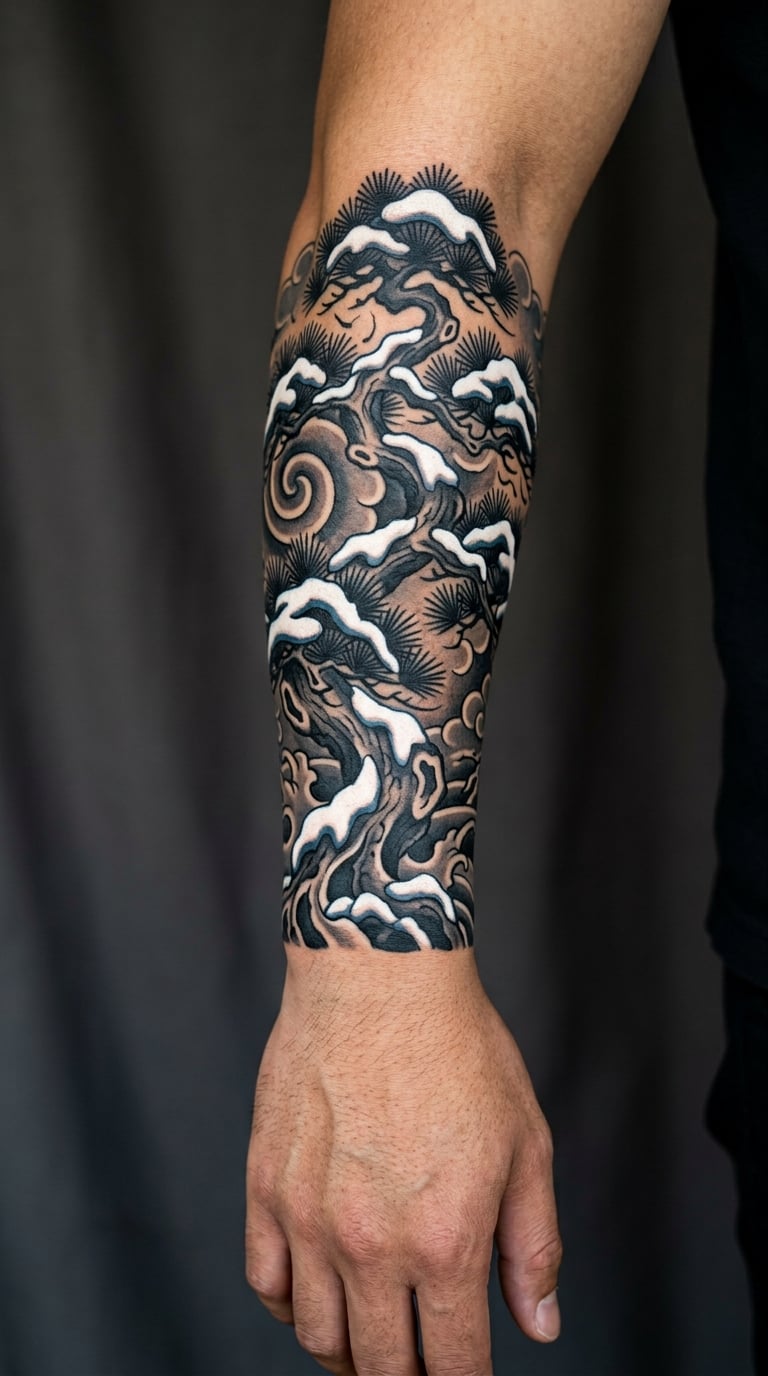 Pine Tree and Snow Sleeve