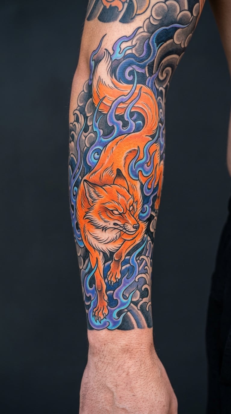 Kitsune and Fox Fire Sleeve