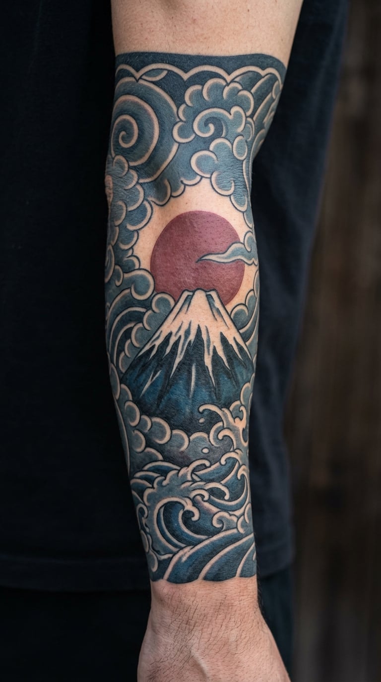 Mount Fuji and Rising Sun Sleeve