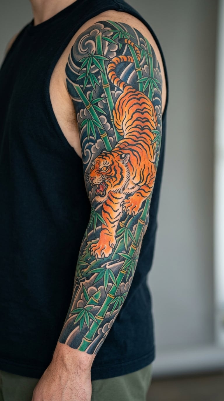Tiger and Bamboo Sleeve