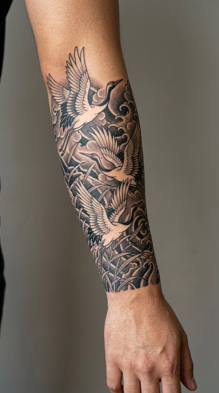 Three Cranes Sleeve