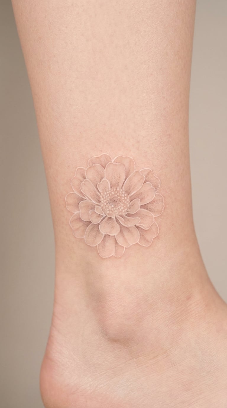 White Ink Marigold on the Ankle
