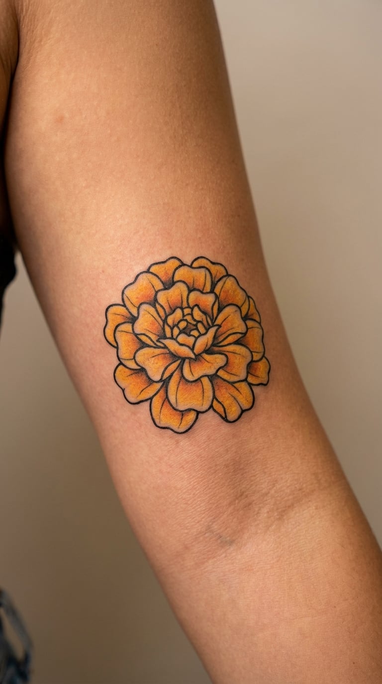Traditional Yellow Marigold Bloom