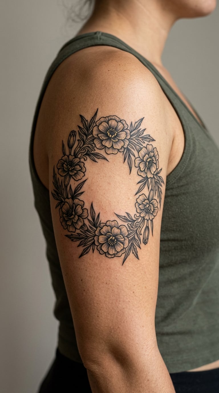 Marigold Wreath on the Upper Arm