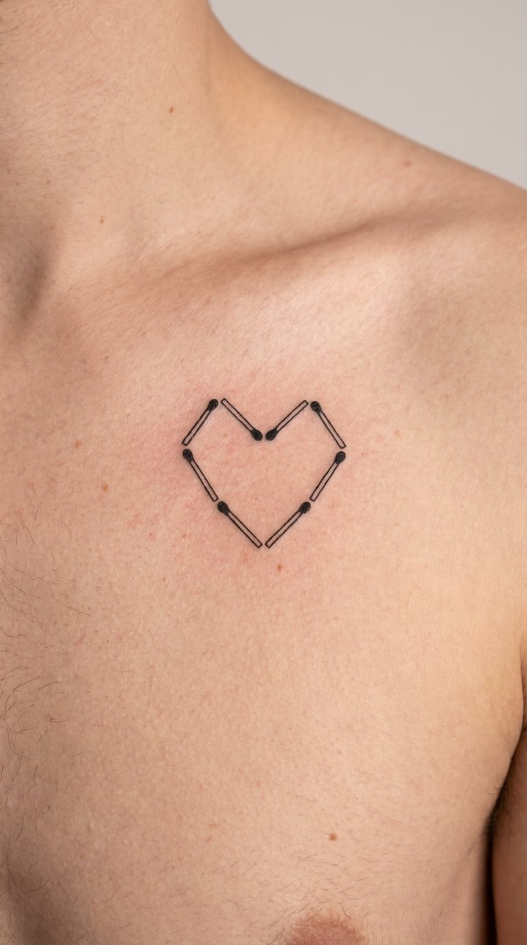 Matchstick Heart Outline