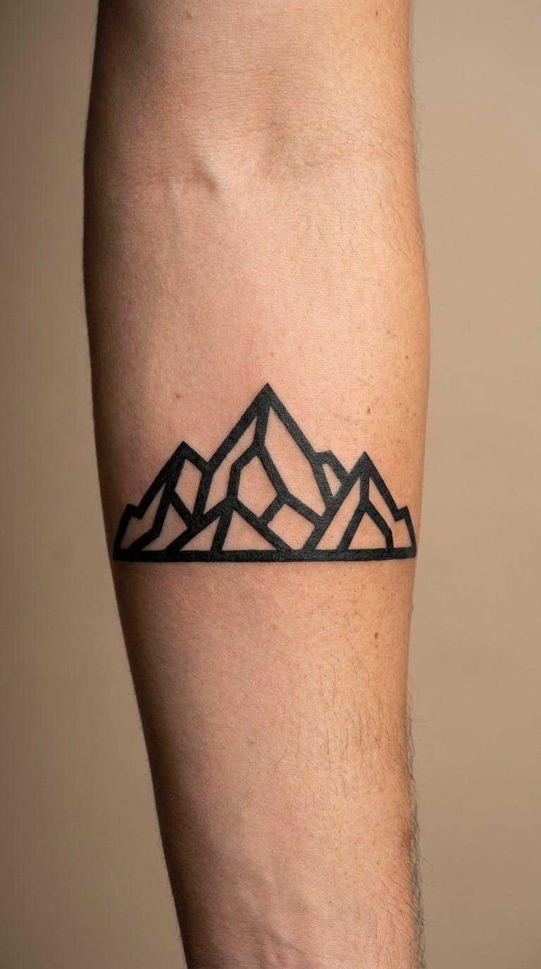 Minimal Mountain Range in Blackwork