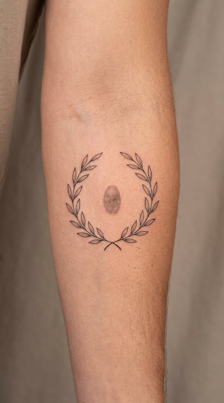 Laurel Wreath with a Fingerprint Center