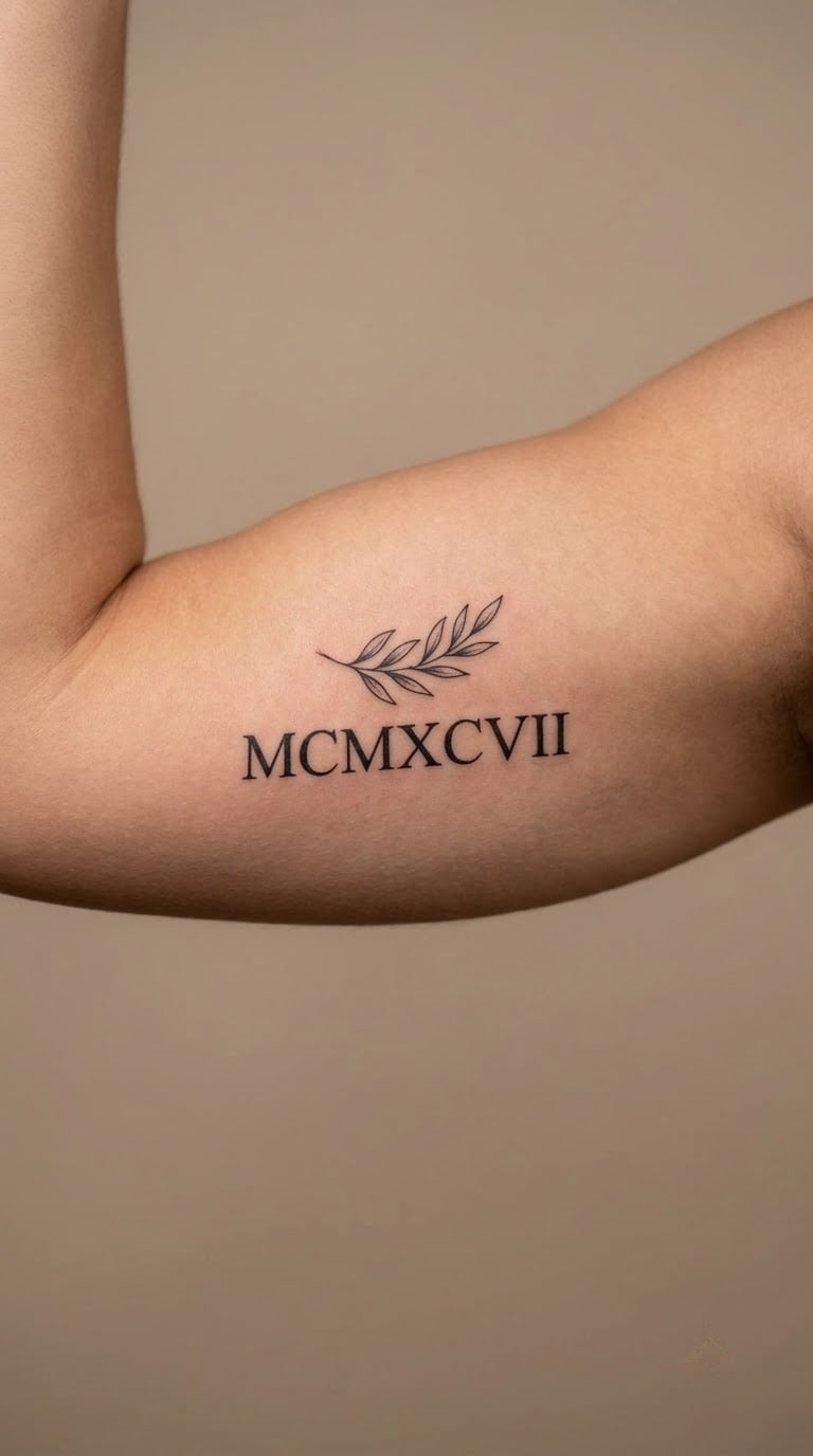 Roman Numeral Date with Laurel Detail