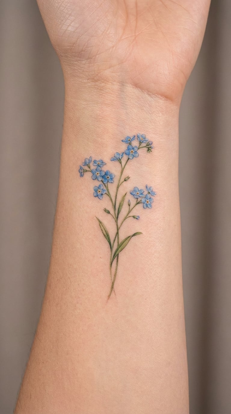 Color Painted Forget-Me-Not Sprig