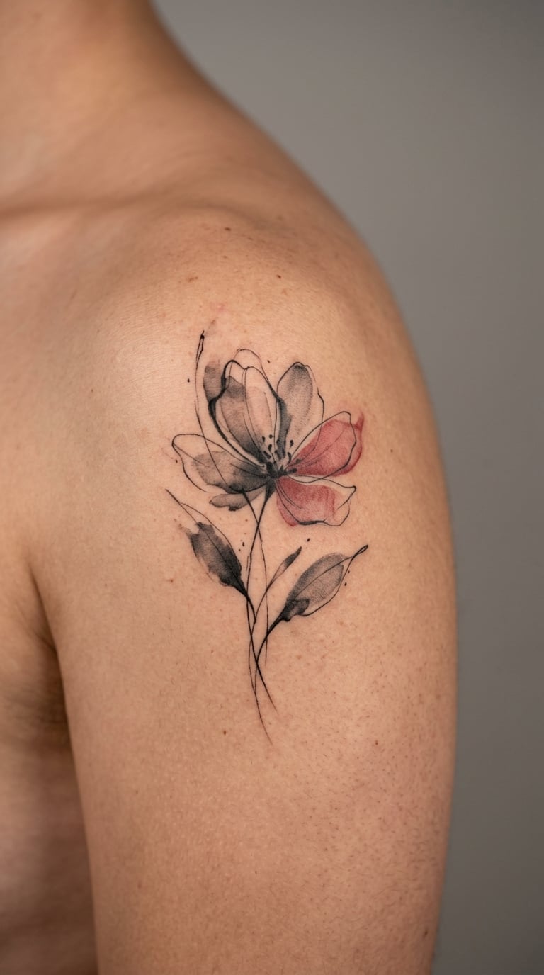 Watercolor Flower with a Hidden Initial